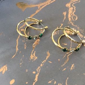 Wave Round Solitaire CZ Kpop Hoop Earrings E39